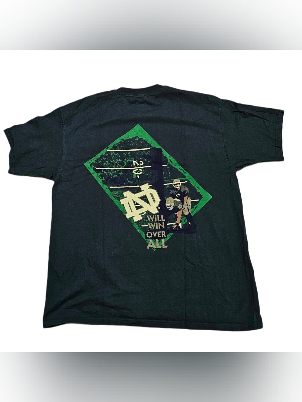 Vtg 1996 Notre Dame Football T-Shirt Champion XL Will Win Over All Irish Green